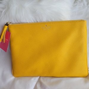 Kate Spade Gia Chester Street Yellow Pouch Leather Clutch Tassle WLRU674 NWT